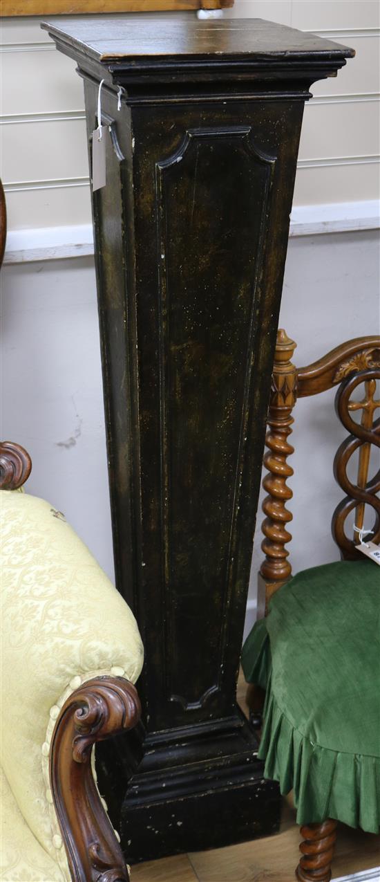 A Victorian simulated marble painted pine pedestal, with rectangular top, on square tapering base, H.120cm